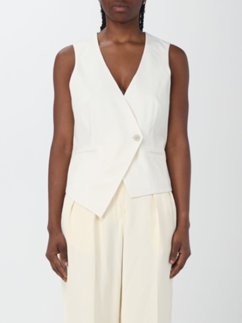 Rohe Cream Tailored Overlap Waistcoat Vest